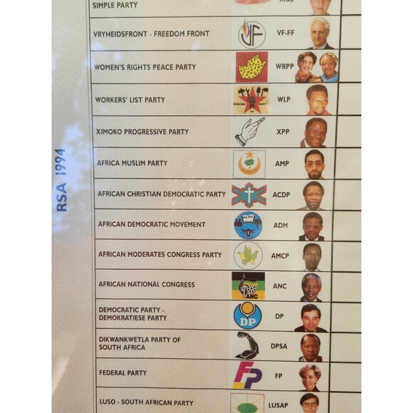 South African 1994 Voting Ballot Election Mandela W Certificate Of Authenticity - Picture 4 of 16